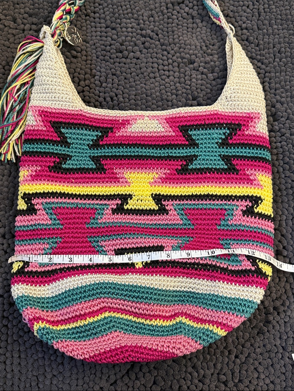 The Sak Crochet Shoulder Bag - Pink, Teal, Yellow, Cream - Picture 6 of 8